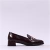 Wonders Alondra Block Heel Link Loafer - Dark Burgundy Leather